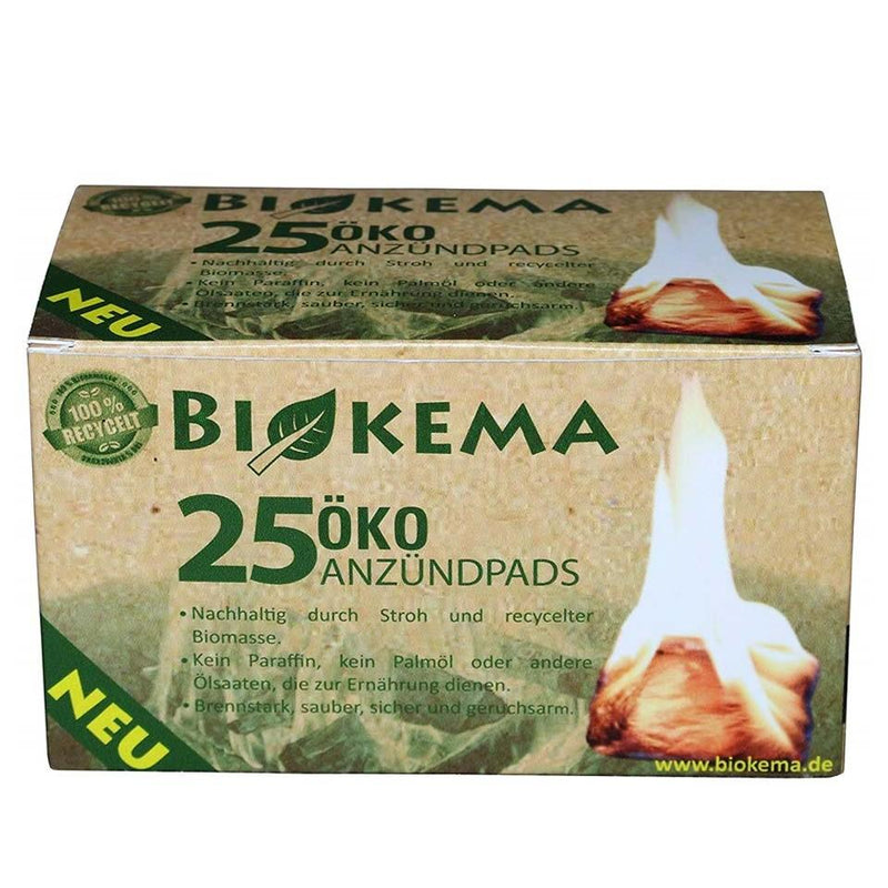 Grill- und Feueranzünder von Biokema - 25 Pads im Karton