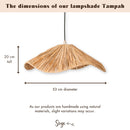 Boho Lampenschirm – Große Raffia-Deckenleuchte – Natürliche Pendelleuchte – Handgefertigte Deckenlampe aus Raffia TAMPAH (Ø 53 cm)