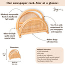 Rattan-Zeitungsständer – Zeitschriftenhalter – Boho-Zeitungskorb – handgefertigter Rattan-Zeitungshalter ALOR