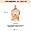 Rattan-Lampenschirm – Boho-Hängelampe – Deckenlampe zum Aufhängen – Boho-Deckenleuchte MAHARA (Ø35 cm)