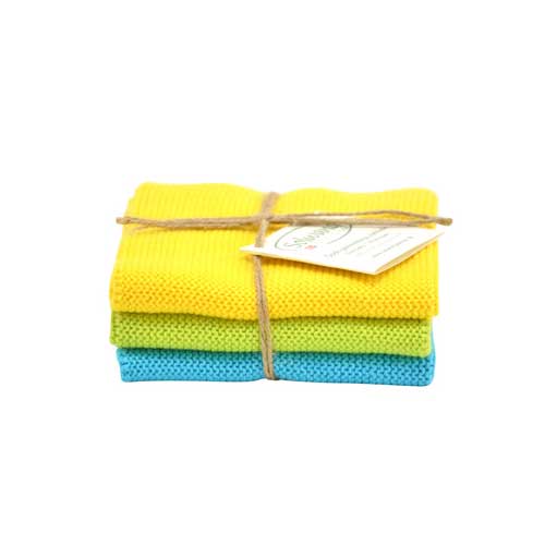 Gestrickte Spültücher/Wischtücher Design Gelb/ Lime/ Türkis von Solwang Design
