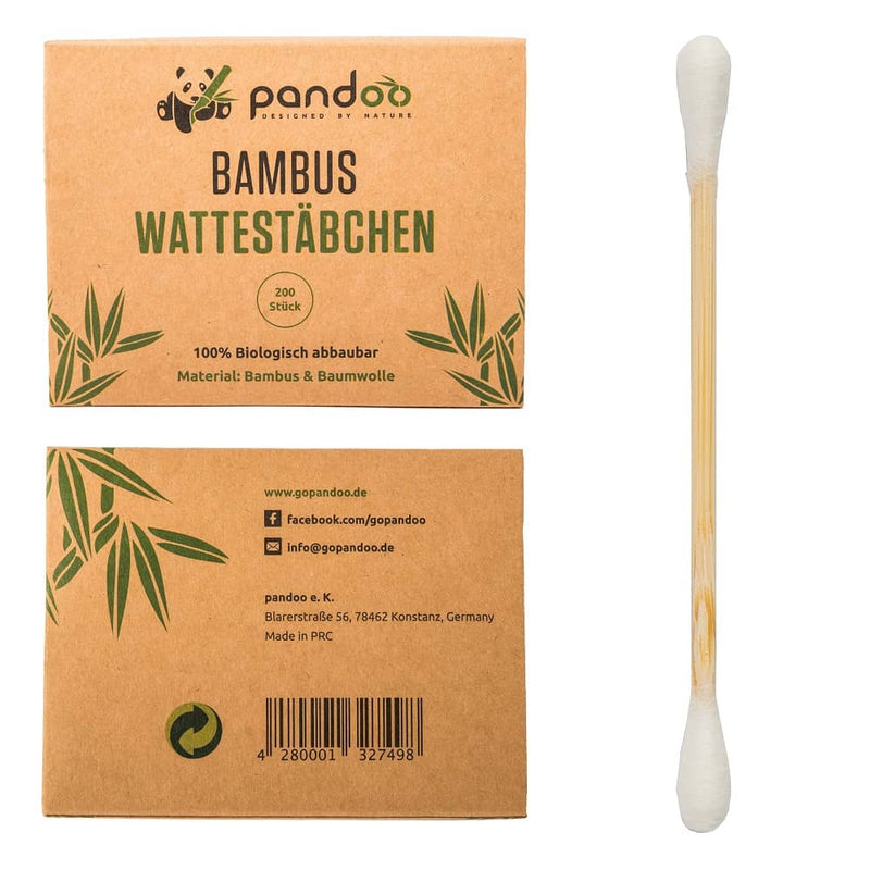 Bambus Wattestäbchen (200 Stück) - Hochwertig, nachhaltig und stilvoll | Grüner Gedanke