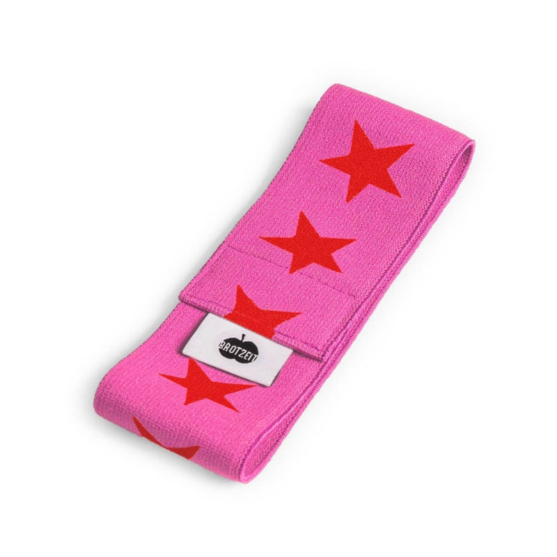 Gummiband für Brotdosen Pink mit roten Sternen von Brotzeit