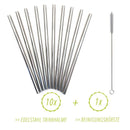 Edelstahl Trinkhalme mit Reinigungsbürste (gerade oder gebogen) - Hochwertig, nachhaltig und stilvoll | Grüner Gedanke