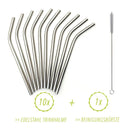 Edelstahl Trinkhalme mit Reinigungsbürste (gerade oder gebogen) - Hochwertig, nachhaltig und stilvoll | Grüner Gedanke