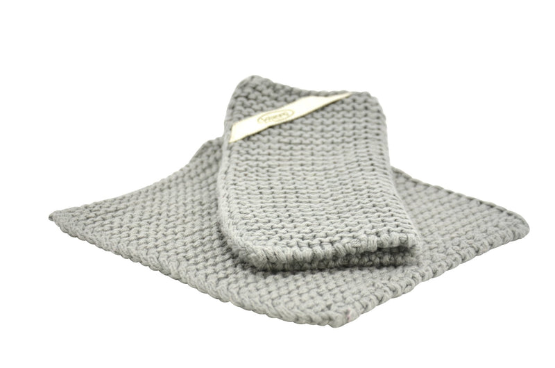 Gestrickte Topflappen Stahlgrau - Hochwertig, nachhaltig und stilvoll | Grüner Gedanke