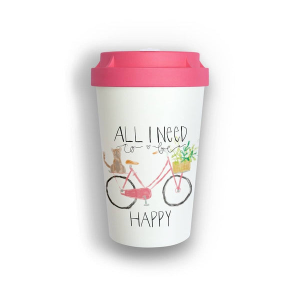 Mehrweg Kaffee- und Teebecher Motiv "All I need" von heybico