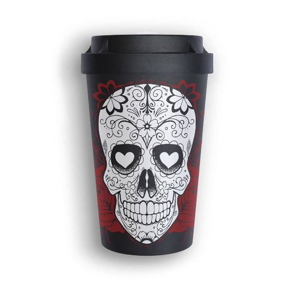 Mehrweg Kaffee- und Teebecher Tattoo-Edition Motiv Sugar Skull von heybico