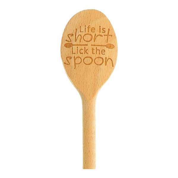 Kochlöffel "Life is short - lick the spoon" aus Holz