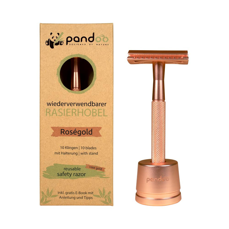 Nachhaltiger Rasierhobel in Rosé Gold von pandoo